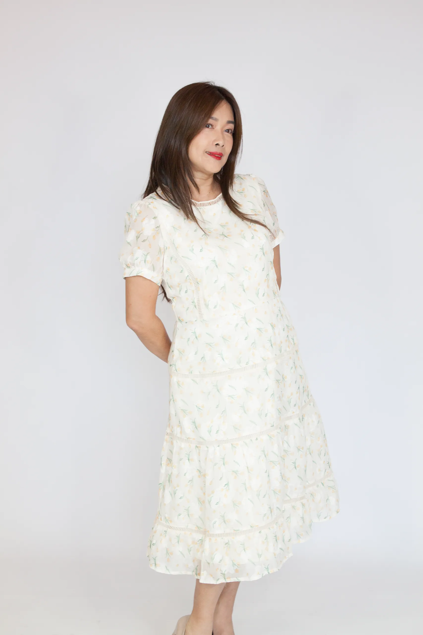 Icy Floral Embroidery Dress