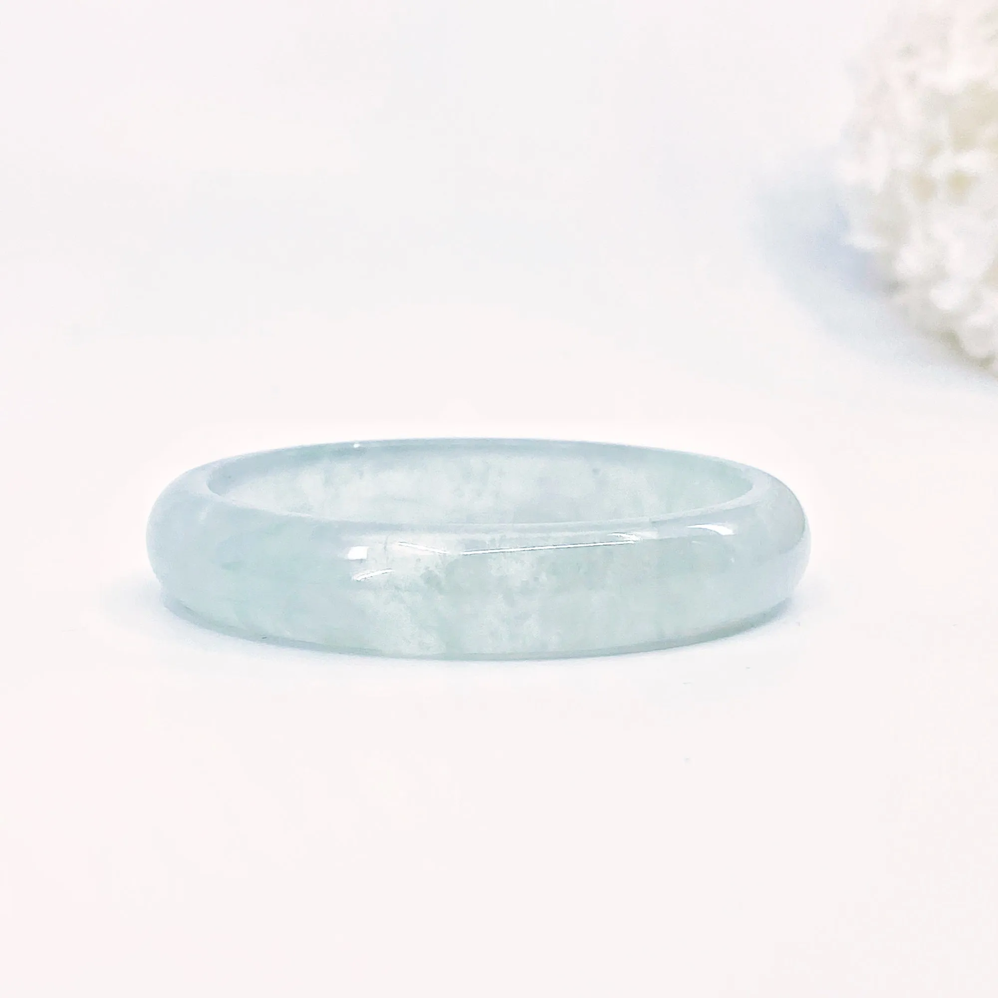 Icy Green Cloudy Jade Stone Bangle