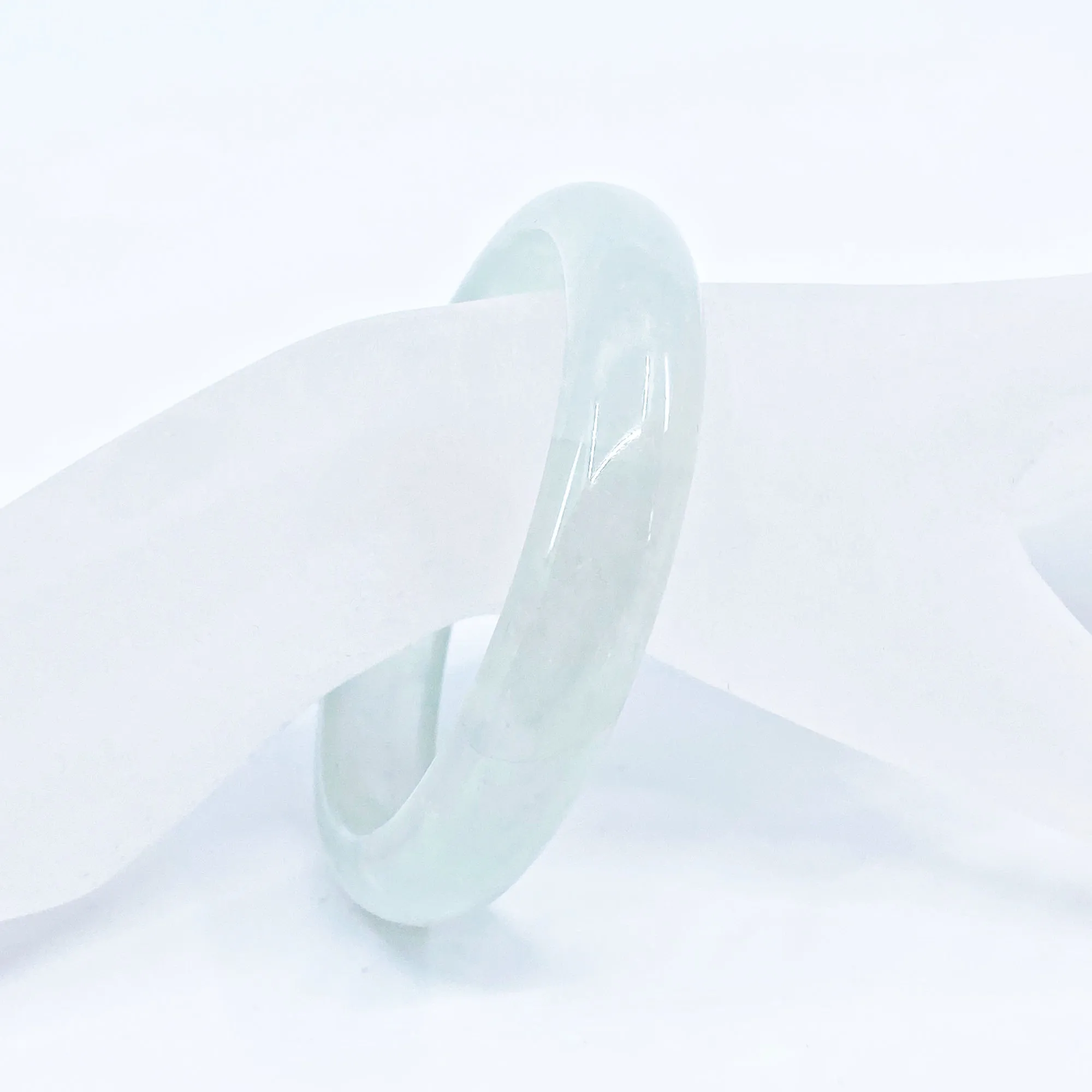 Icy Green Cloudy Jade Stone Bangle