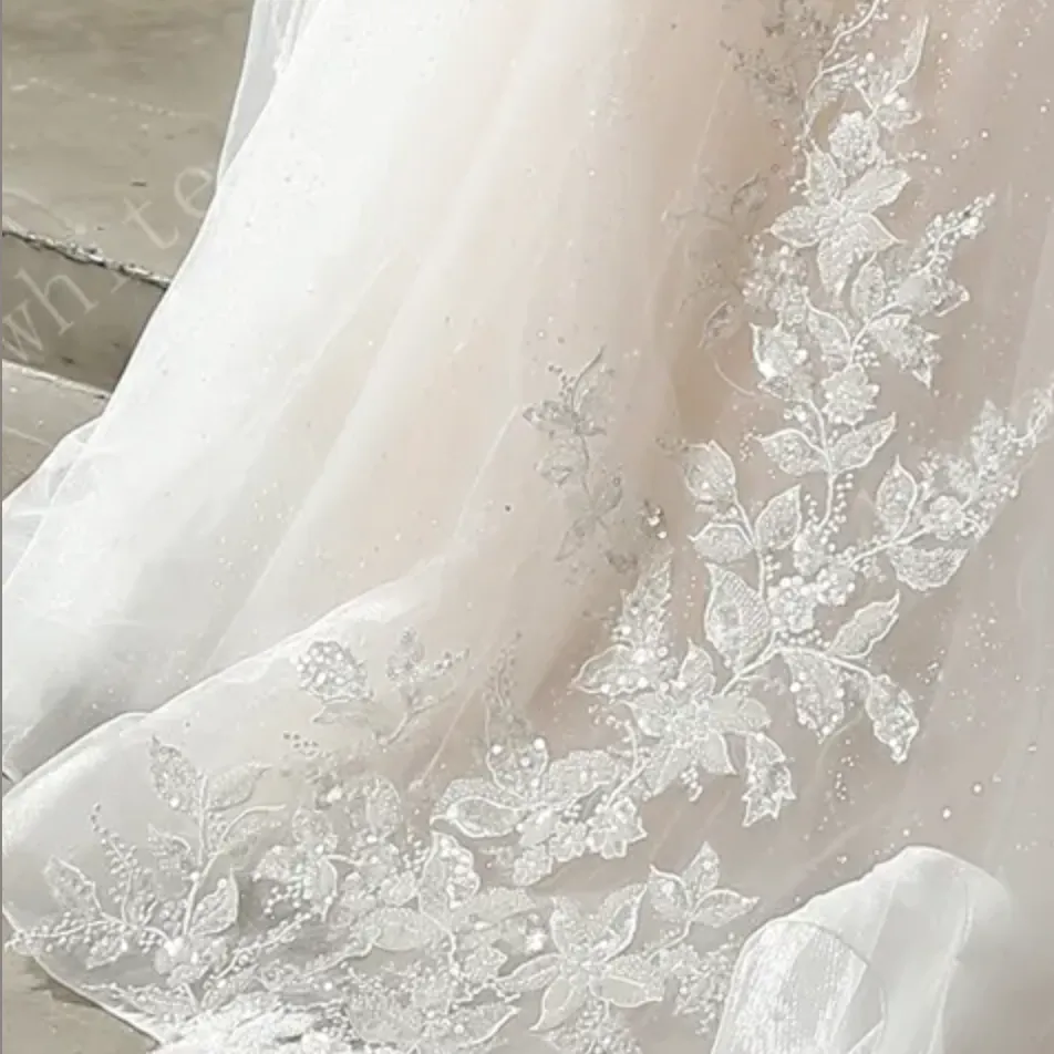 Illusion Neckline Beaded Lace A-line Wedding Dress