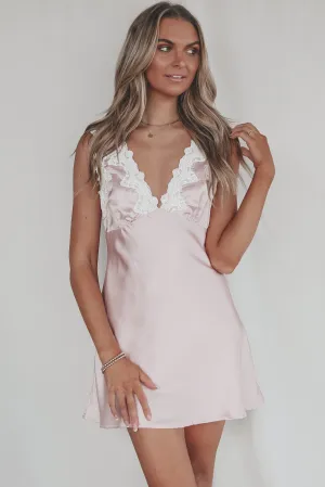 In Your Sweetest Dream Satin Lace Slip Dress