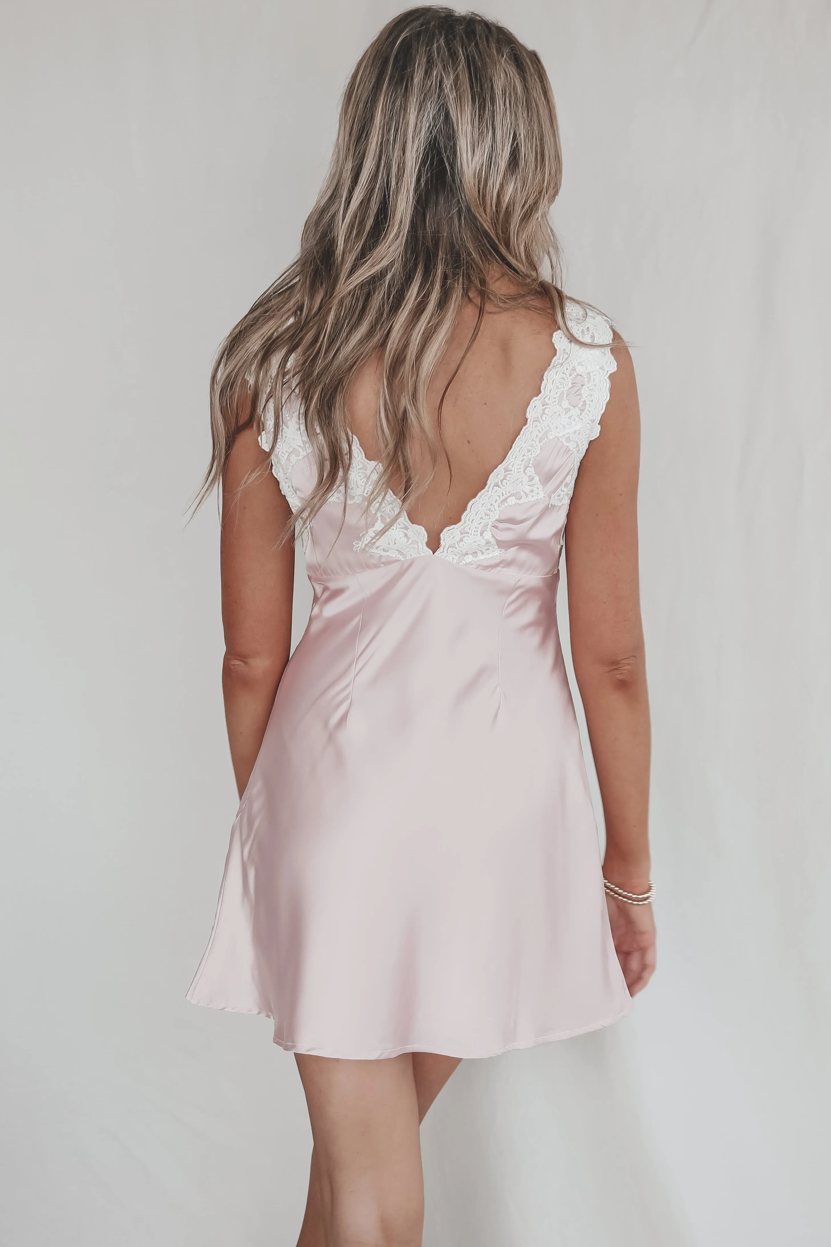 In Your Sweetest Dream Satin Lace Slip Dress