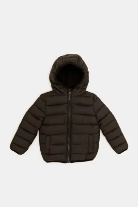 Infant Boys Black Hoody Puffer Jacket