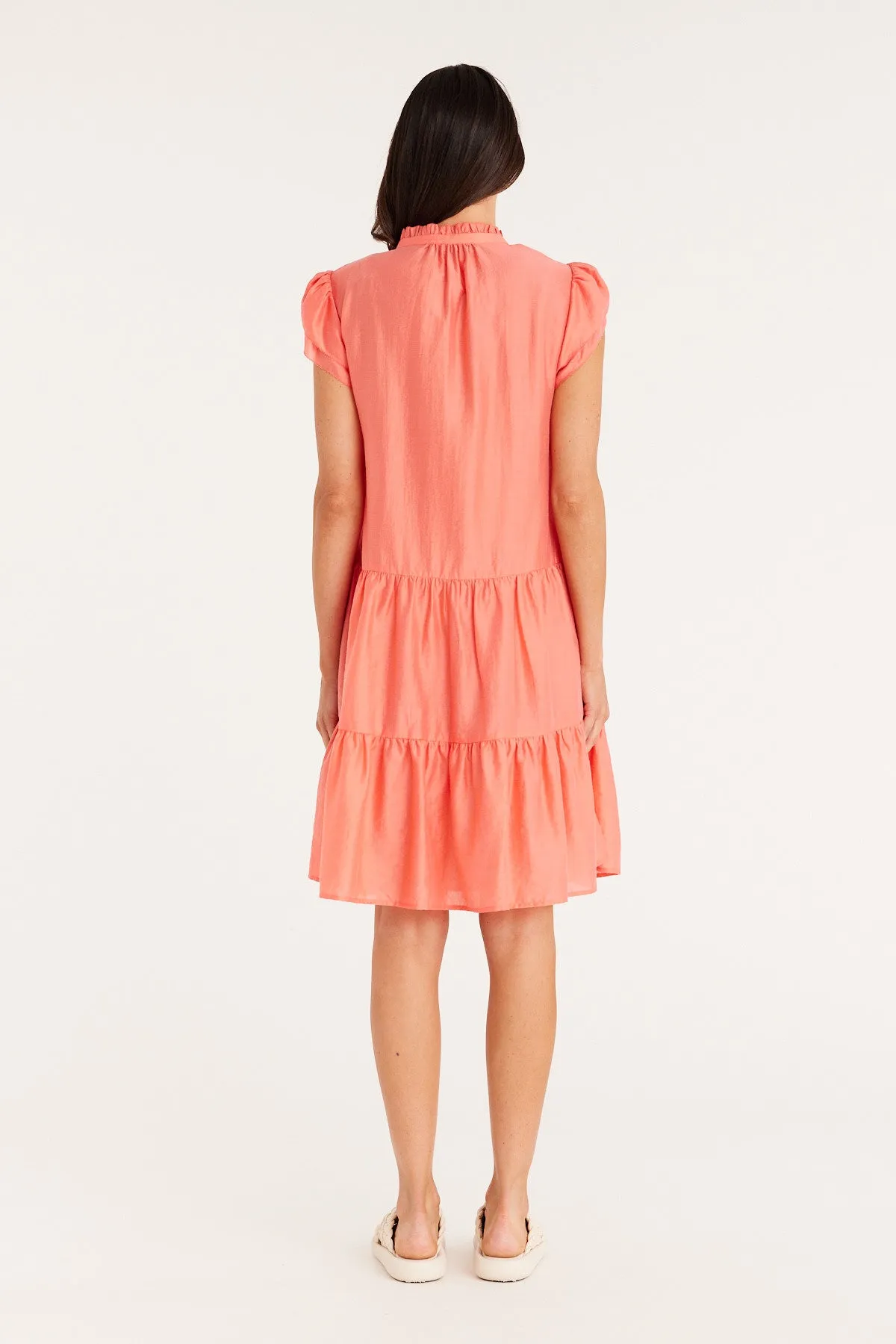 Iris Frill Dress - Coral