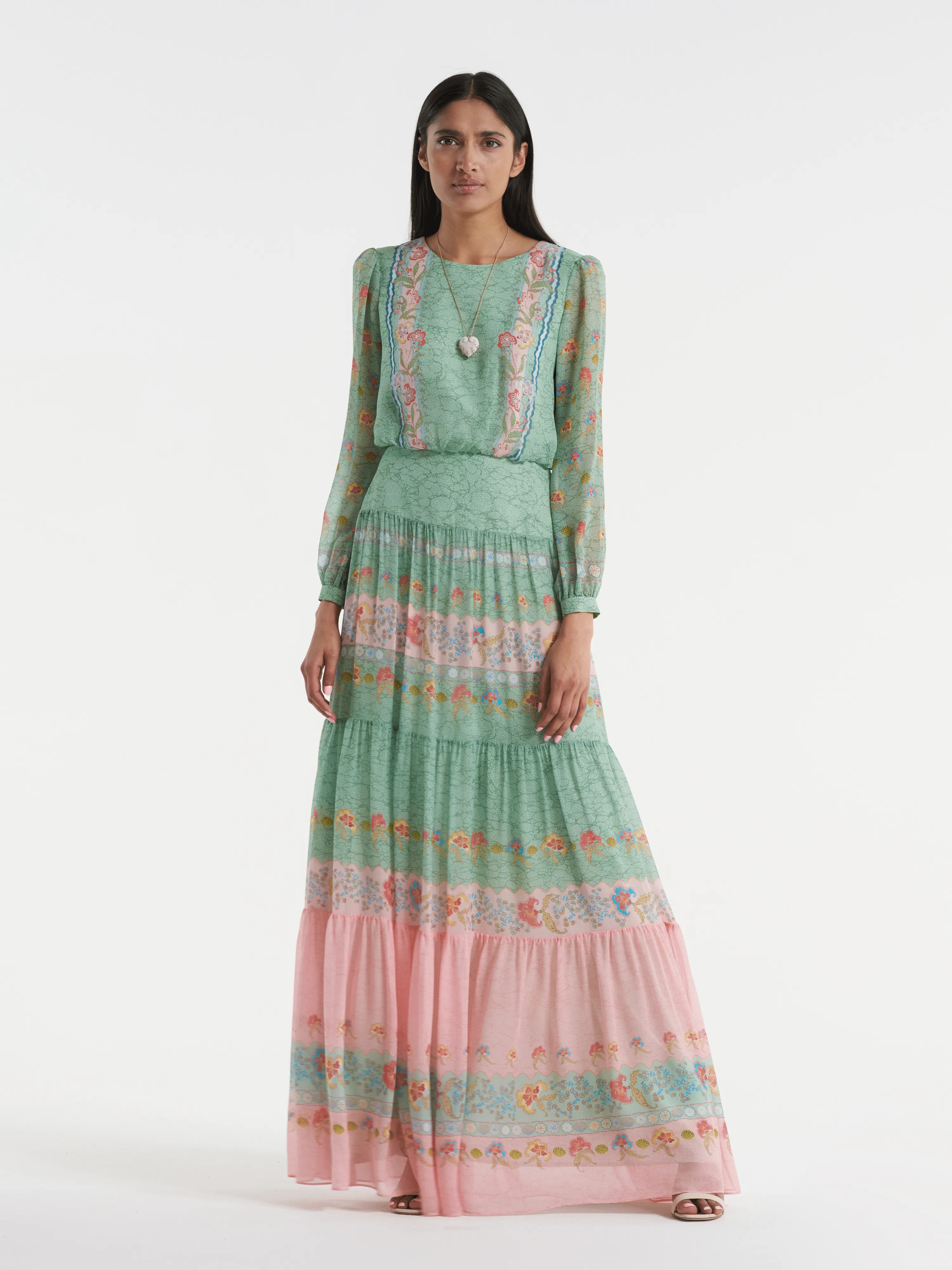 Isabel Long Dress in Delemare Wave