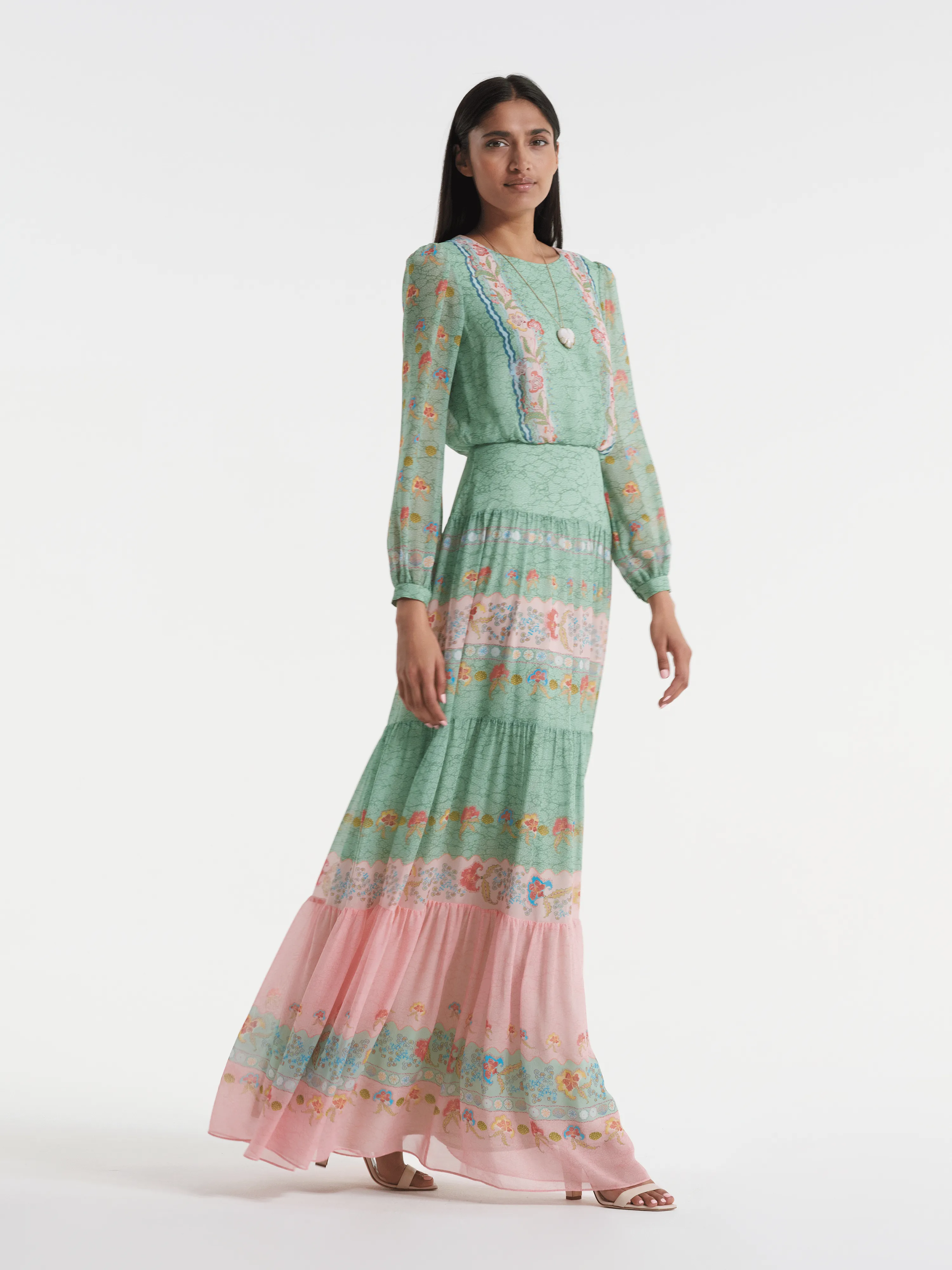 Isabel Long Dress in Delemare Wave