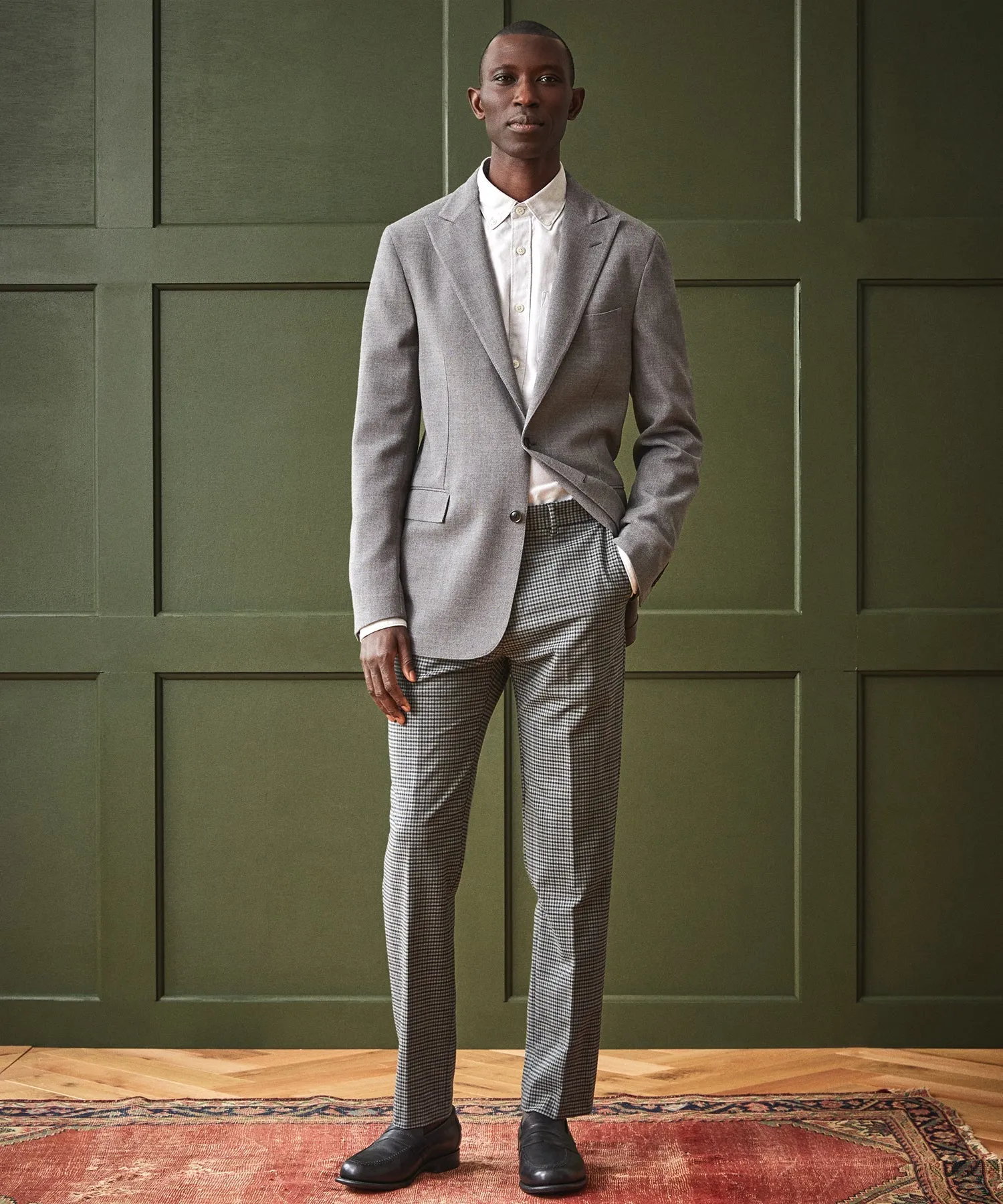 Italian Peak Lapel Hopsack Sport Coat in Grey