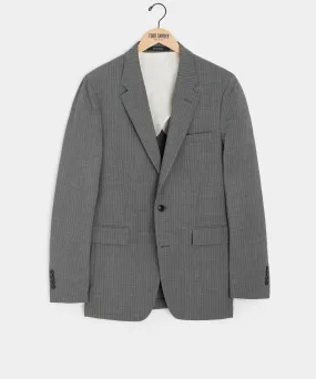 Italian Wool Sutton Jacket in Grey Pinstripe