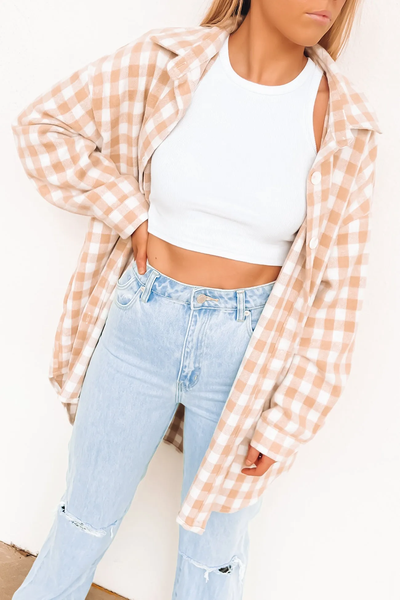 Jaimee Shirt Beige Check