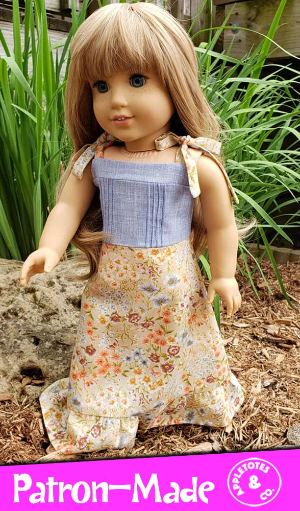 Jillian Maxi Dress Sewing Pattern for 18" Dolls