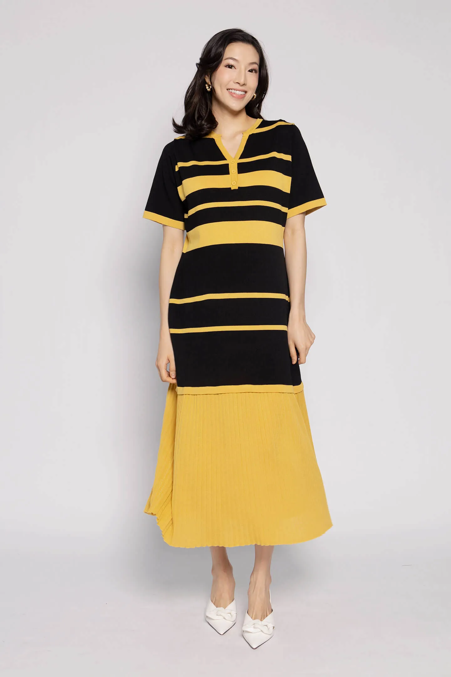 Josephine Knit Dress in Black Yellow