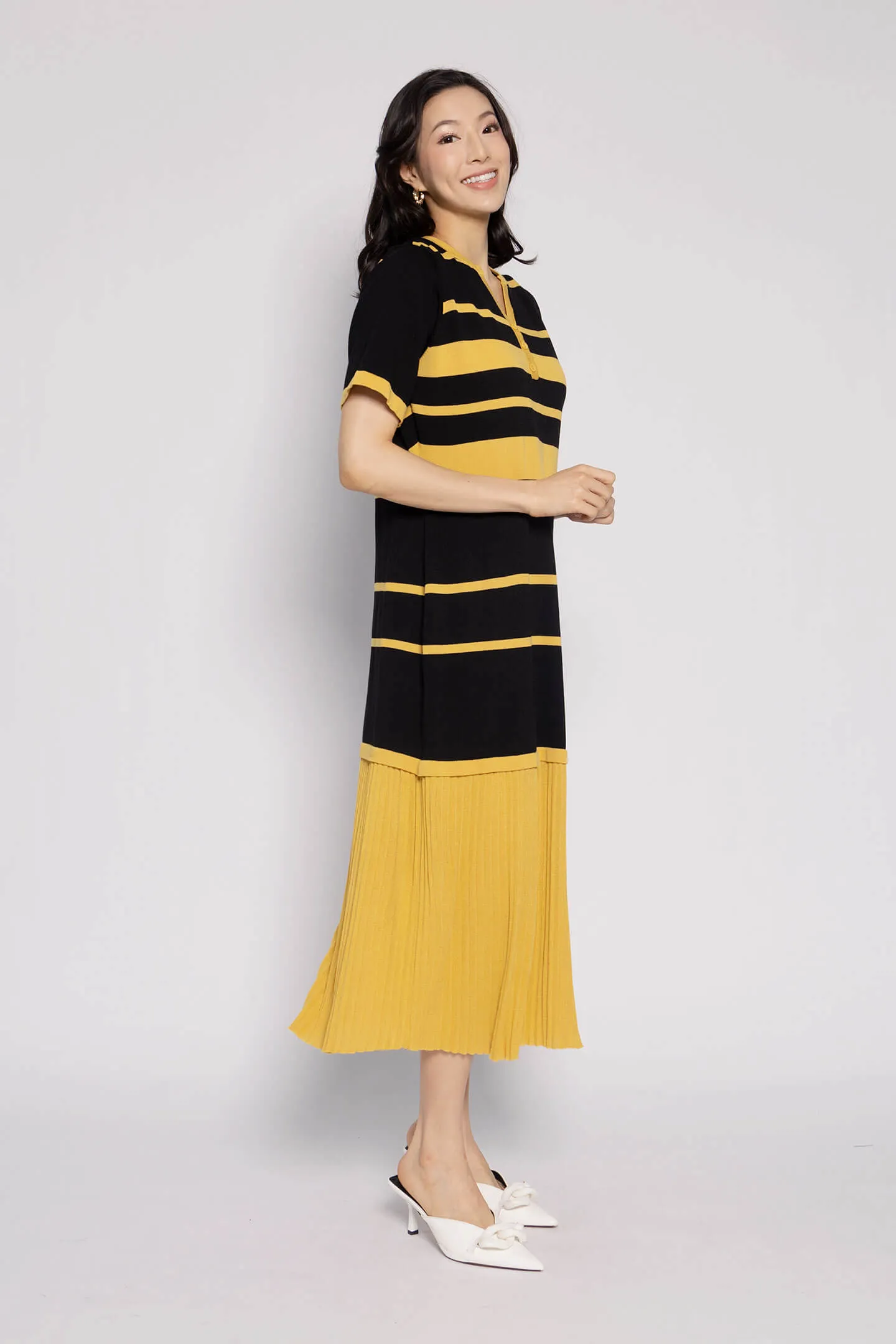 Josephine Knit Dress in Black Yellow