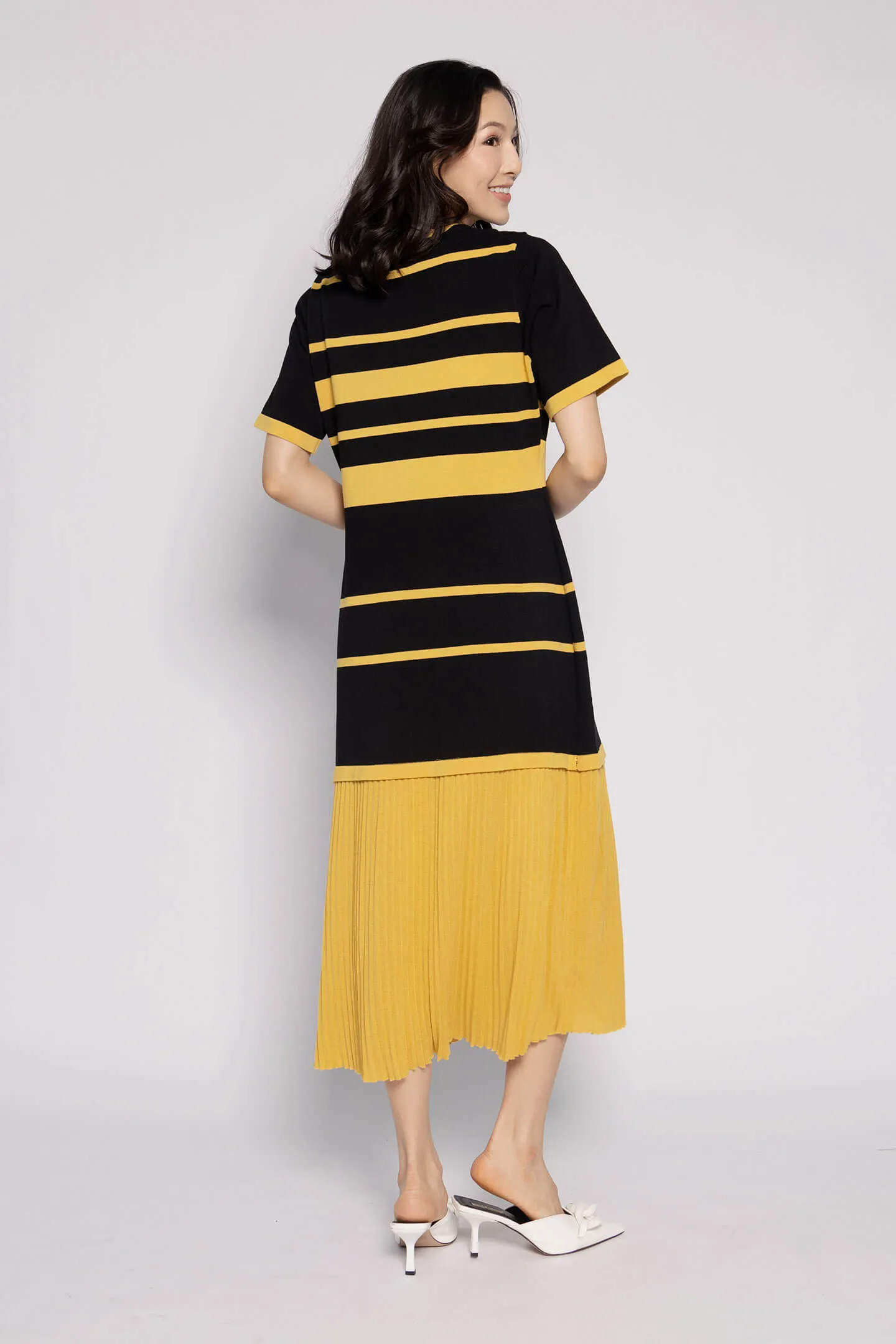 Josephine Knit Dress in Black Yellow