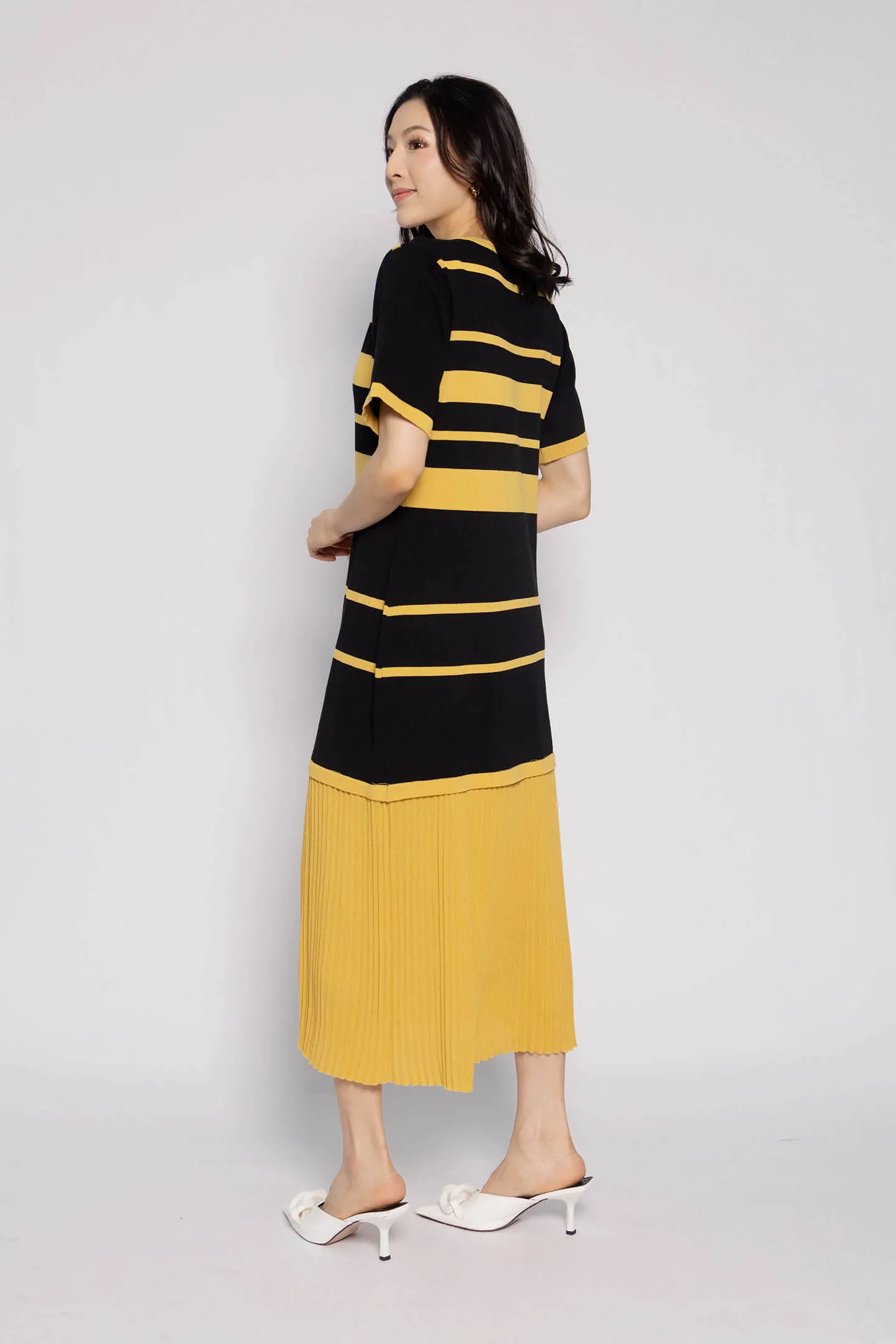 Josephine Knit Dress in Black Yellow