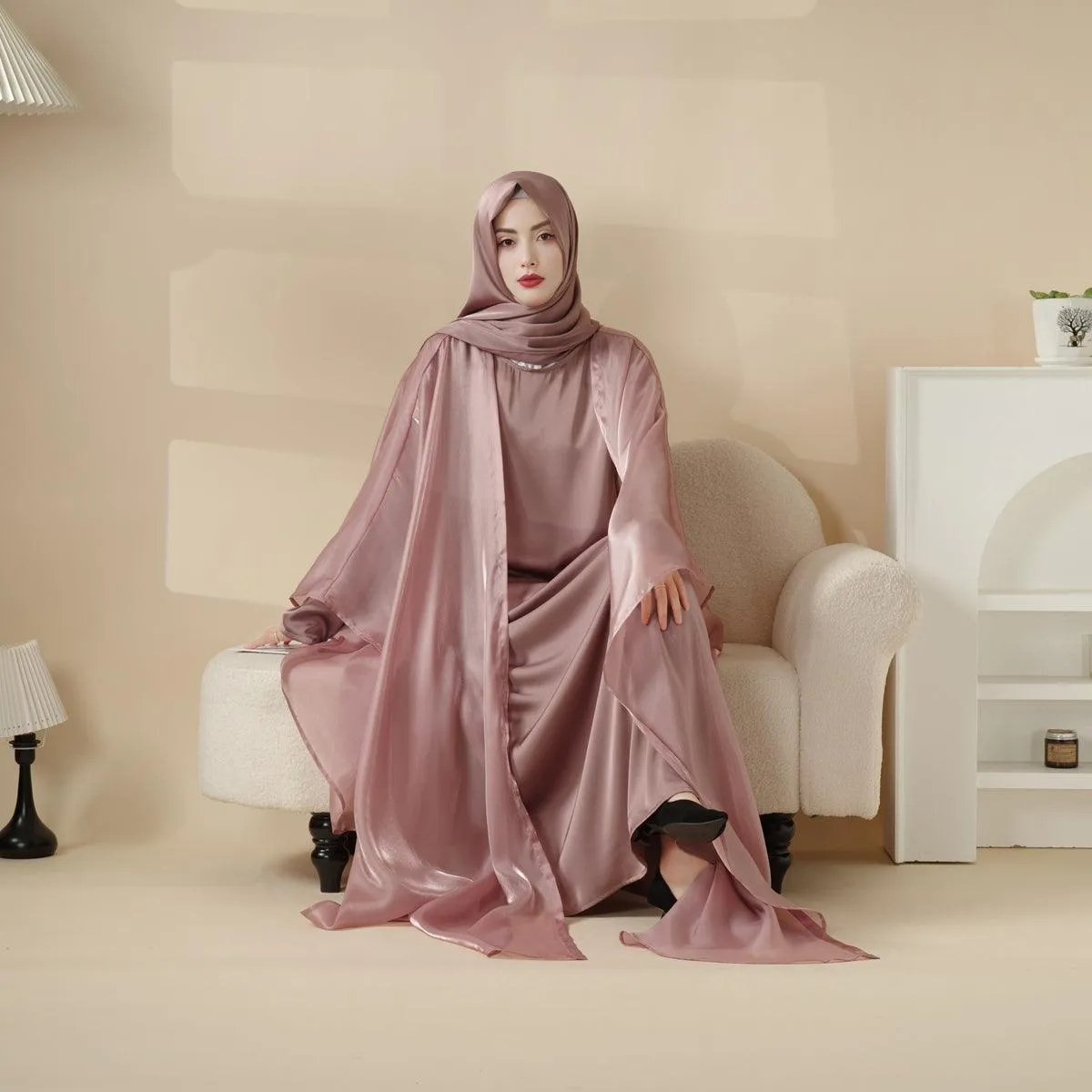 Kaftan Organza Abaya 3-Piece Set (MOA059)