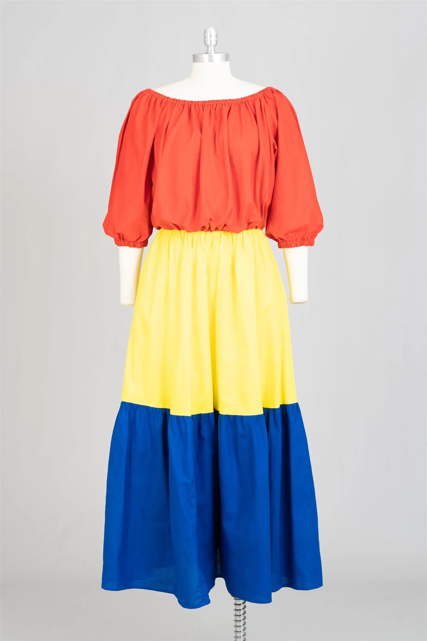 KaraChic 7710S Color-block Off-Shoulder Maxi Dress