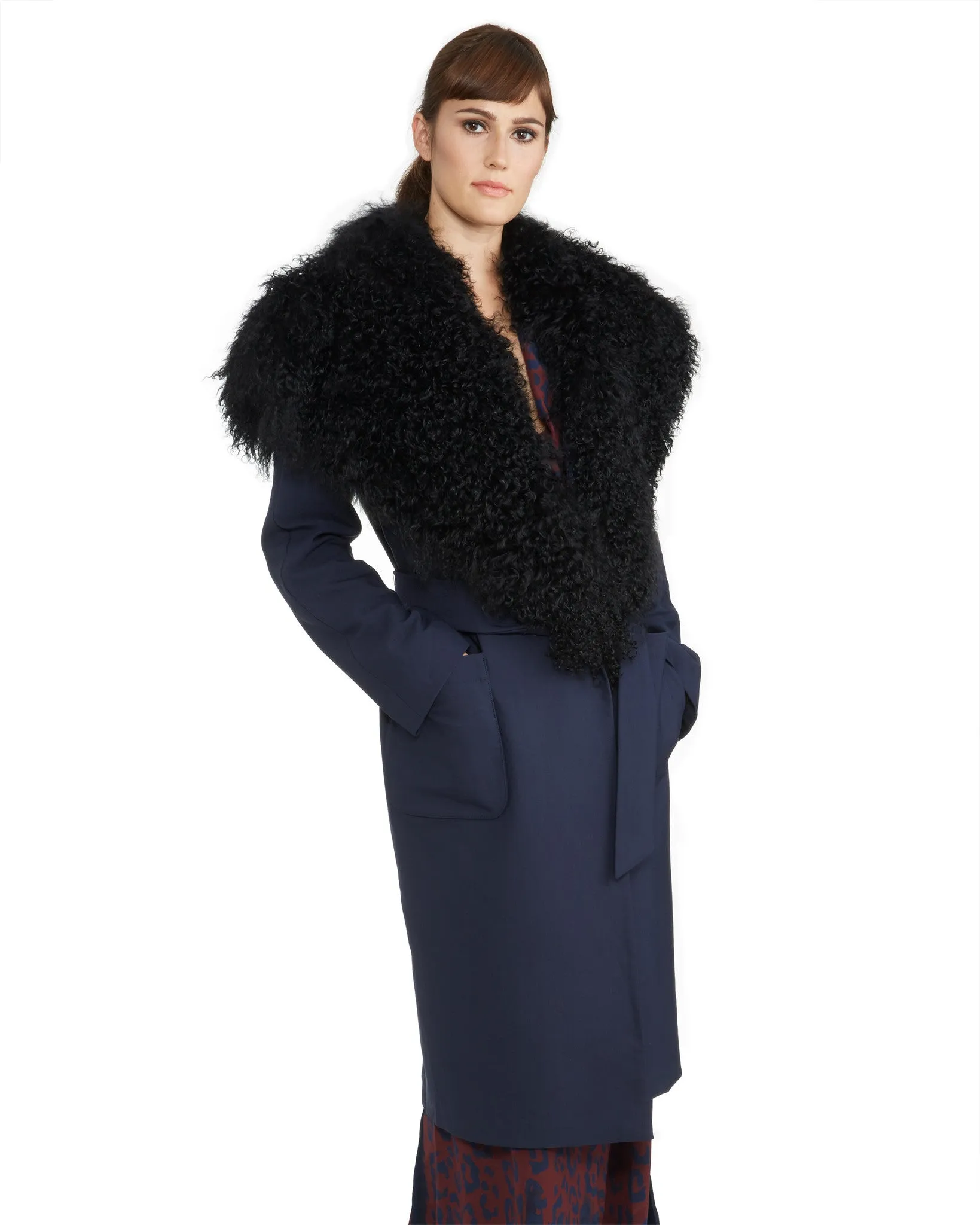 Kempner Harlow Robe Coat with Fur Shawl Collar