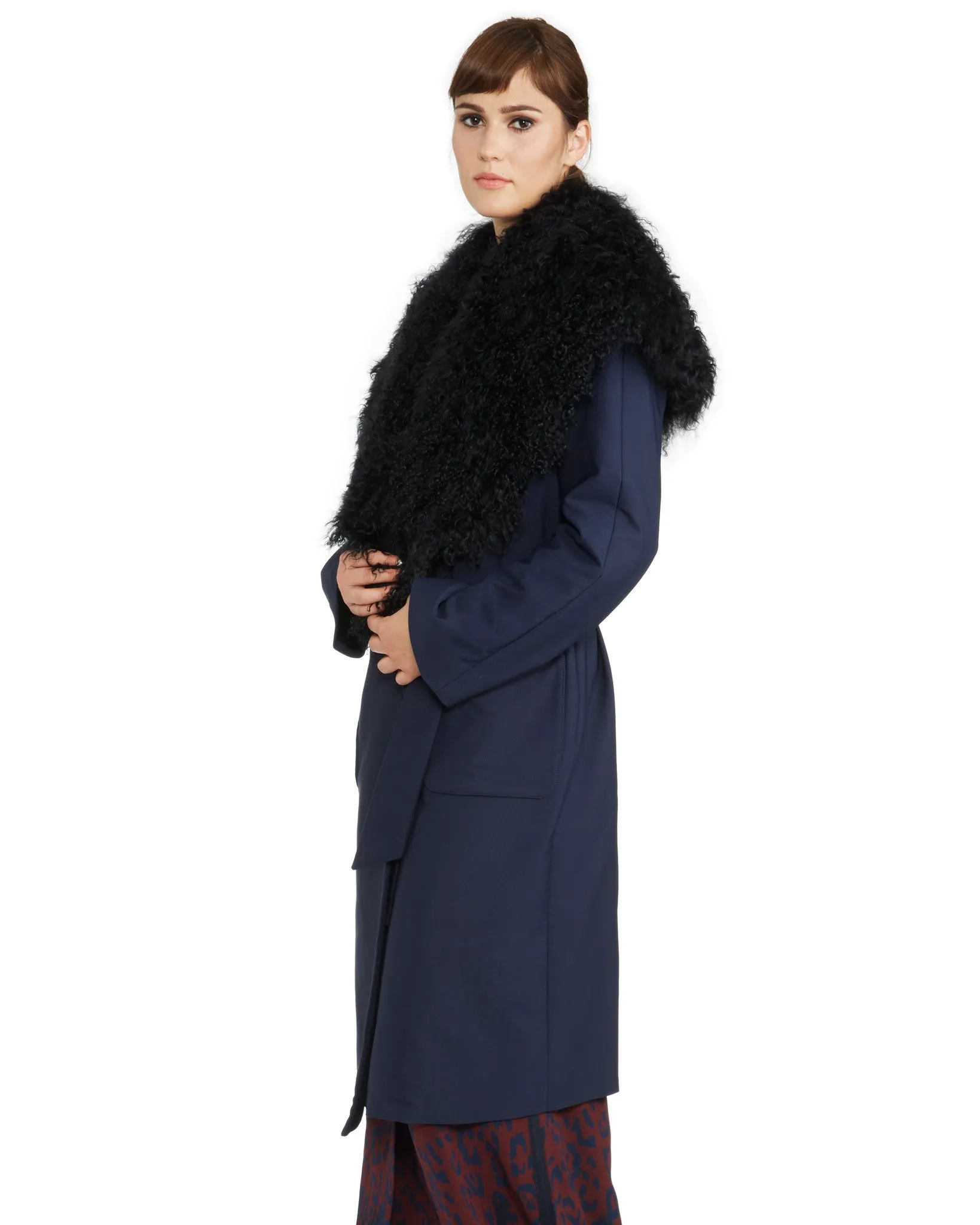 Kempner Harlow Robe Coat with Fur Shawl Collar