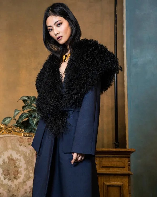 Kempner Harlow Robe Coat with Fur Shawl Collar