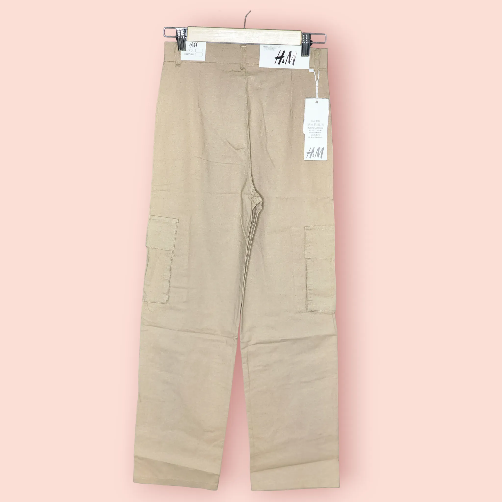 Khakhi Cargo Linen Pants