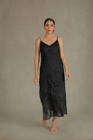 Léa Ramie Linen Slip Dress Black