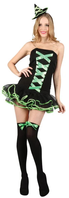 Ladies Bewitched Babe Green Witch Halloween Costume