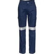 Ladies Cotton Drill Cargo Pants with 3M Reflective Tape