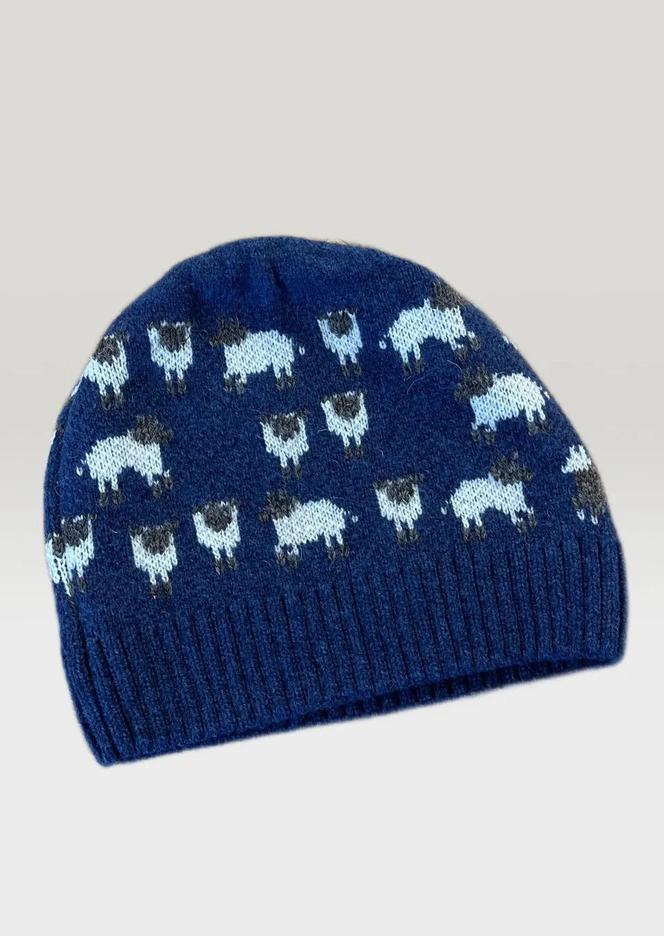 Lambswool Sheep Beanie Hat | Denim