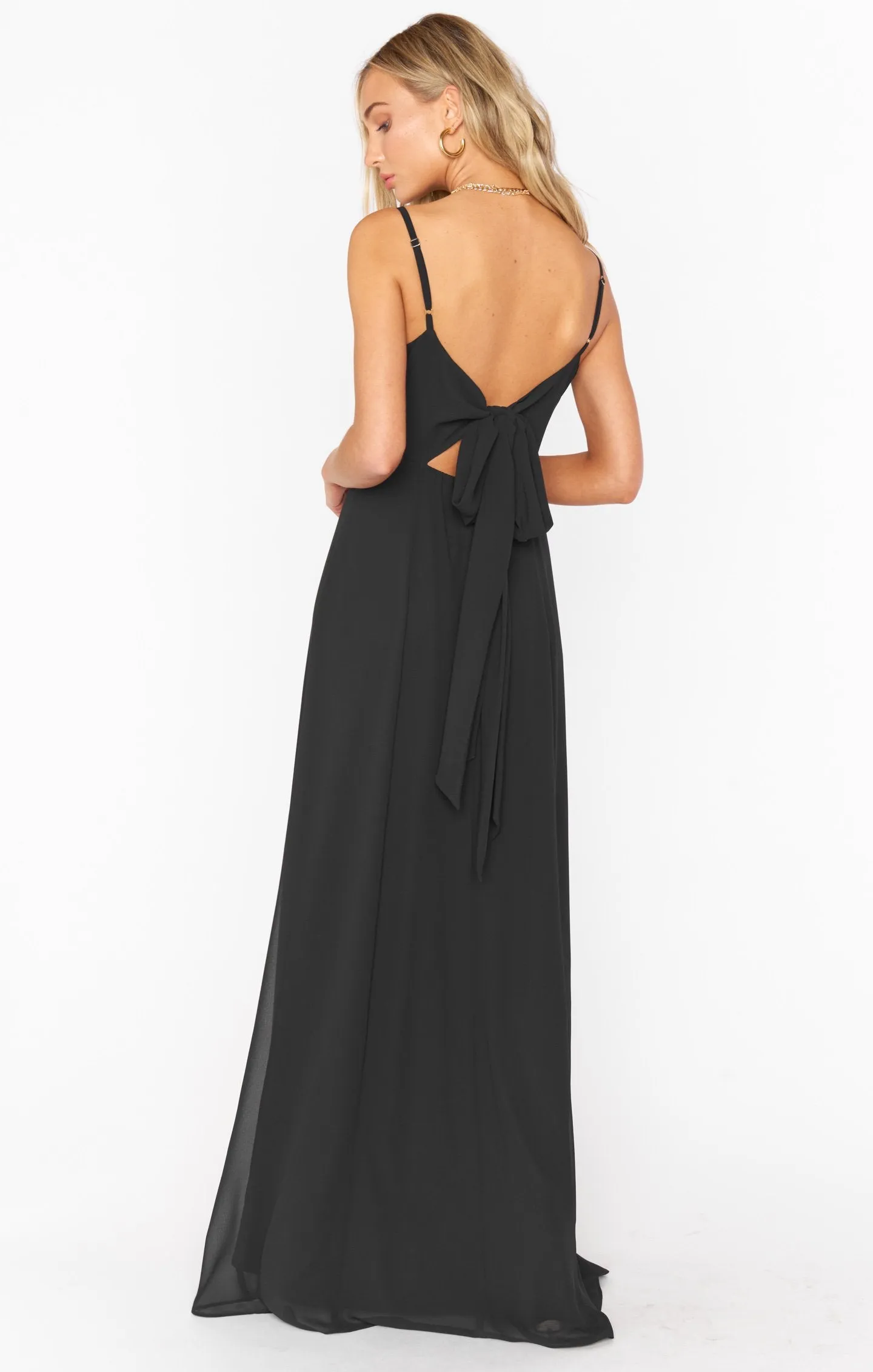 Lauren Tie Maxi Dress ~ Black Chiffon