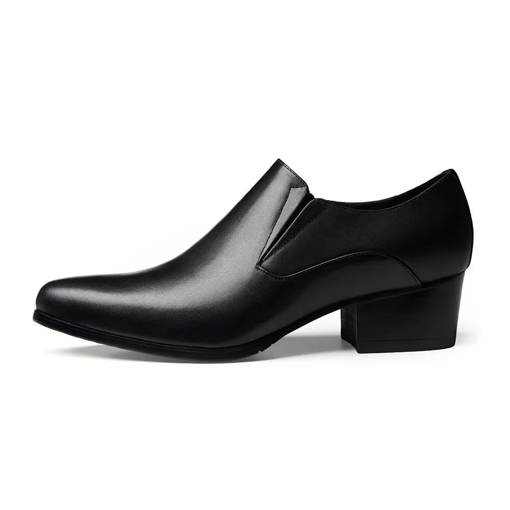 LeatherLuxe Chic Pointed Toe Slip-on Dress Shoes