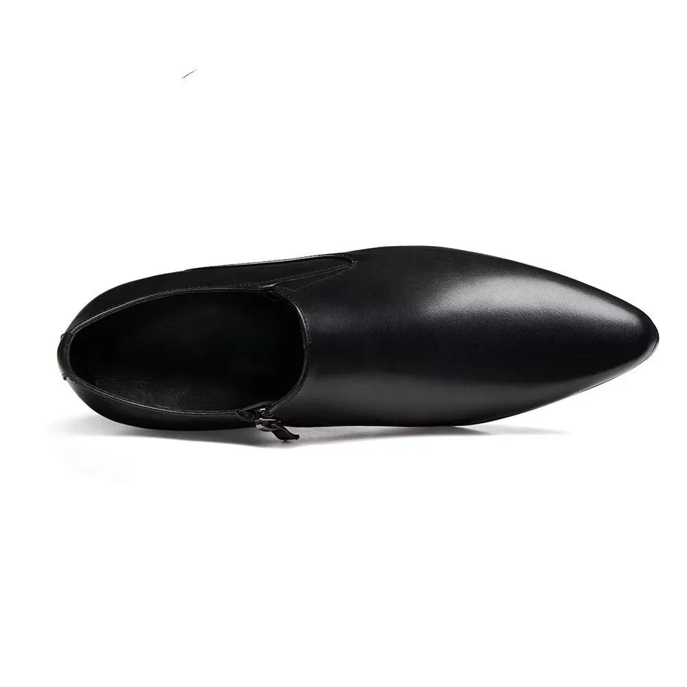 LeatherLuxe Chic Pointed Toe Slip-on Dress Shoes