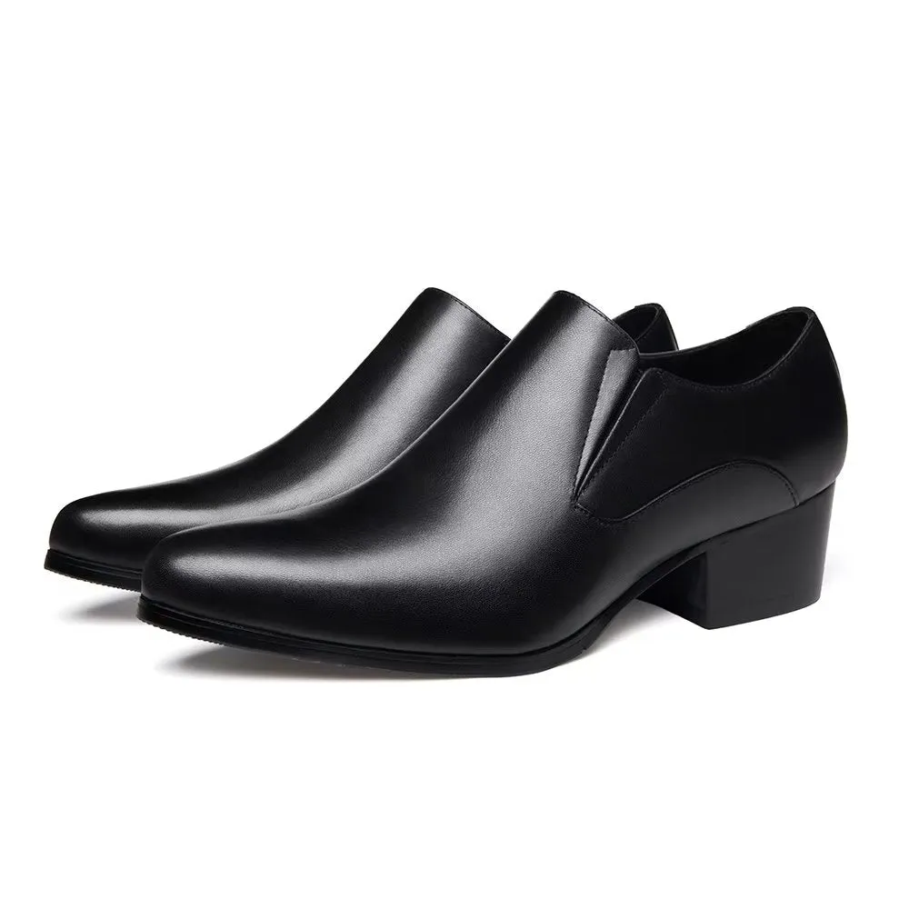 LeatherLuxe Chic Pointed Toe Slip-on Dress Shoes