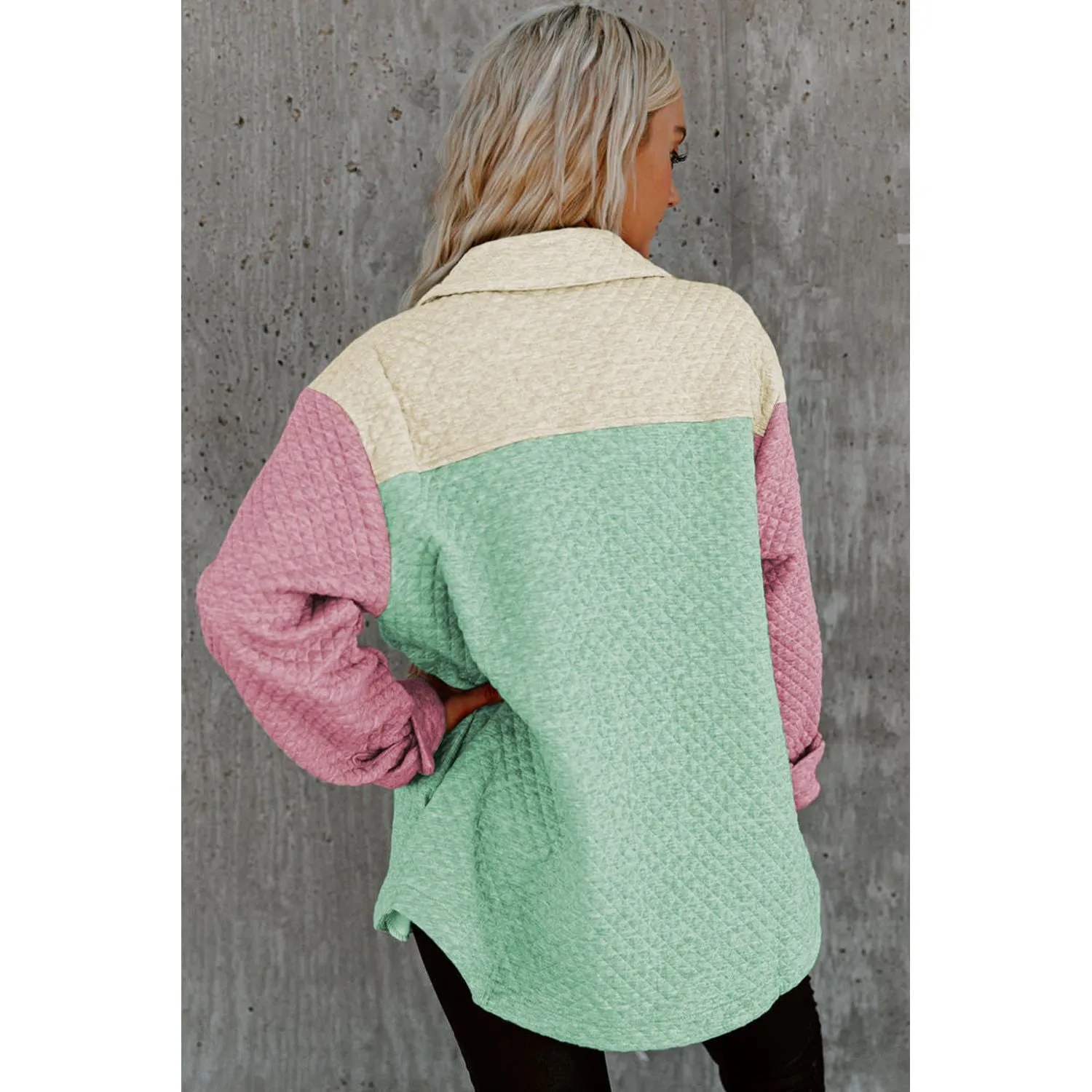 Life In Color Color Block Quilted Shacket