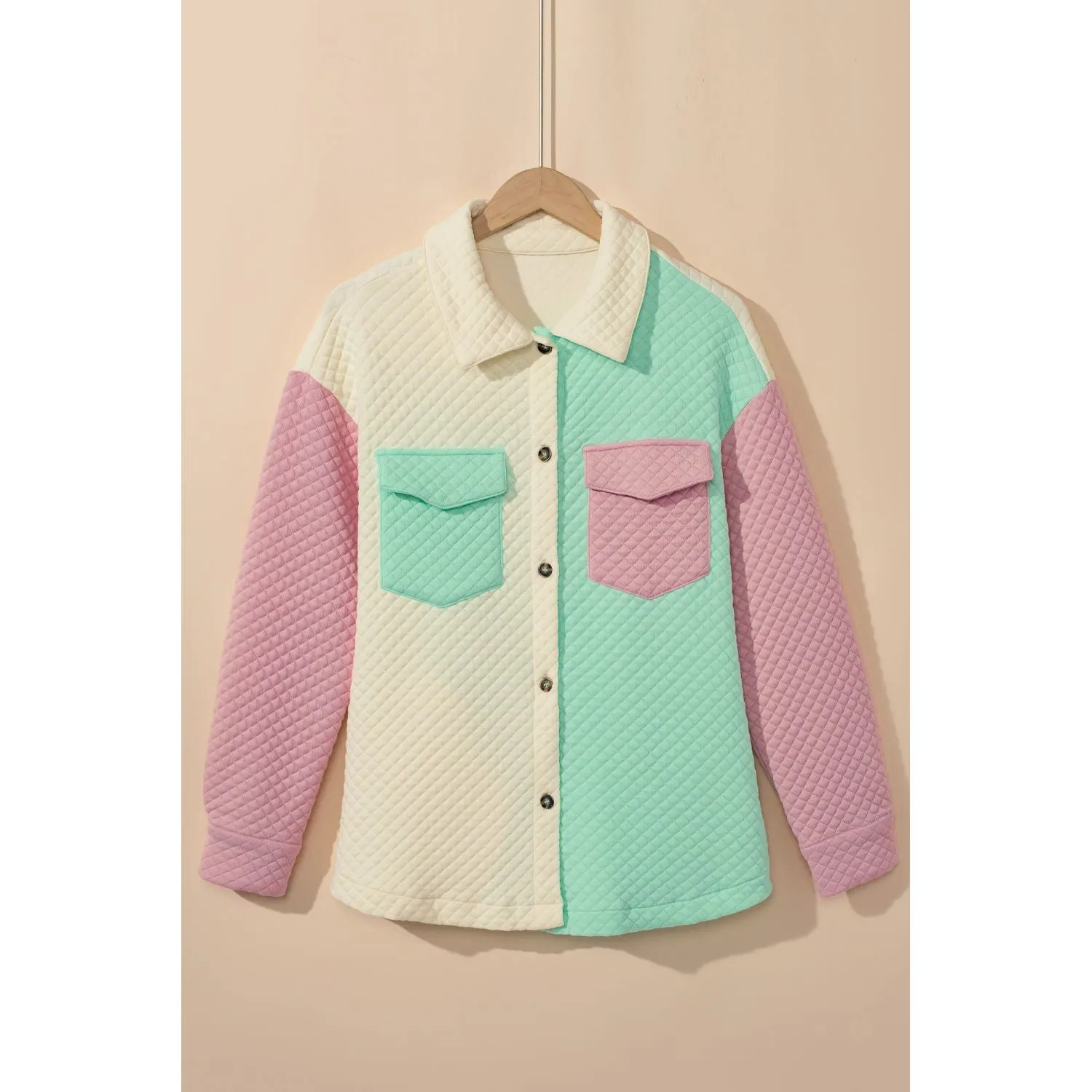 Life In Color Color Block Quilted Shacket