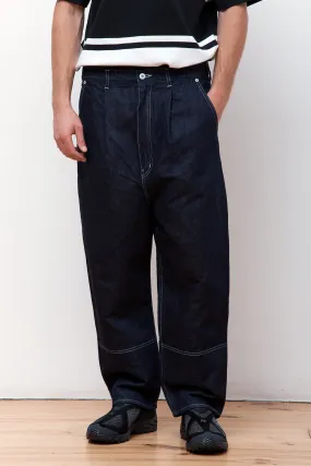 Lined Denim Pants Navy/White