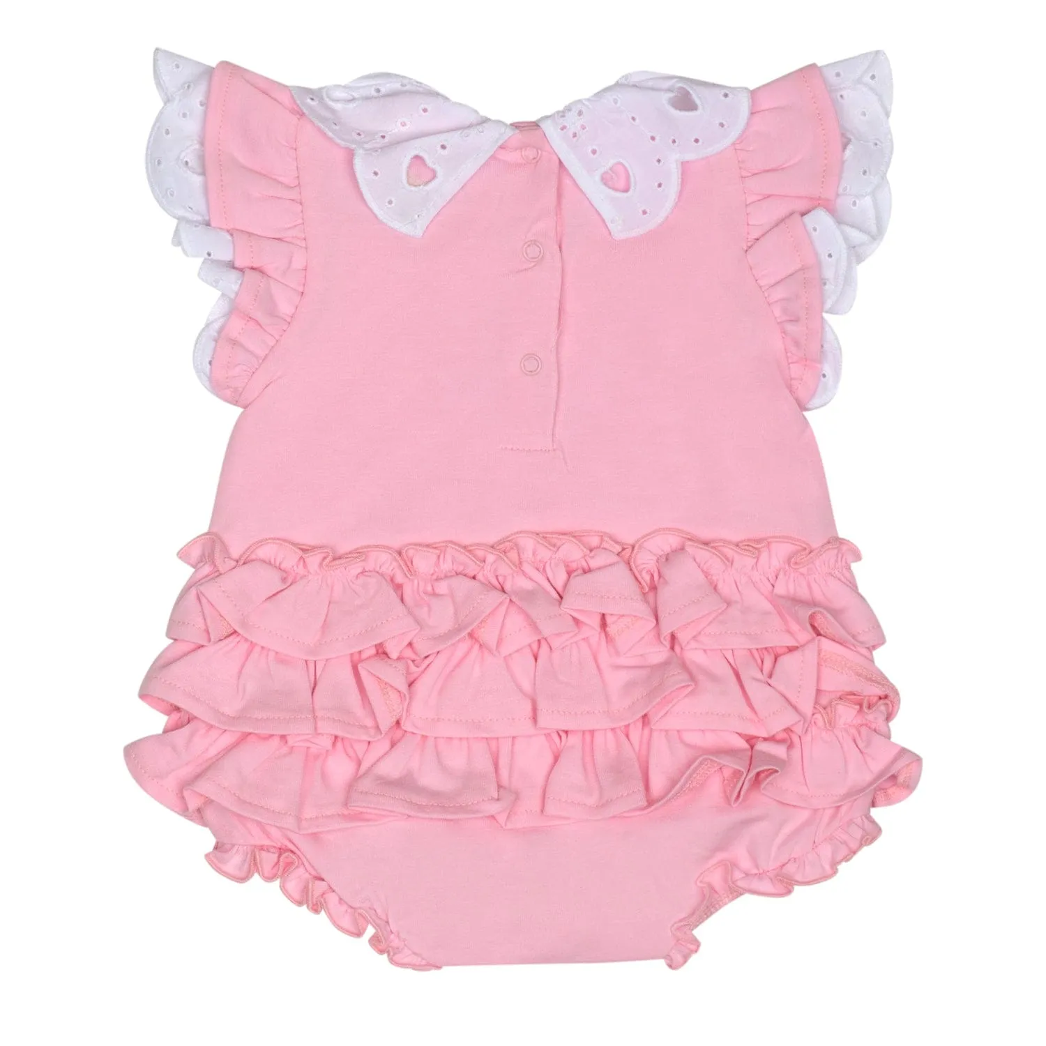 LITTLE A - Juli Pastel Hearts Frill Romper - Pink