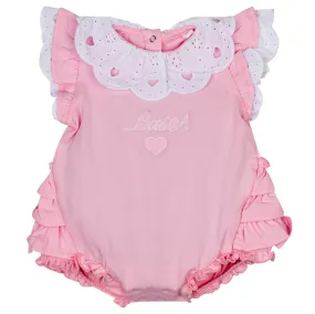 LITTLE A - Juli Pastel Hearts Frill Romper - Pink