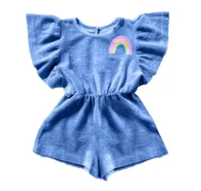 Lola and The Boys Girls Terry Rainbow Romper