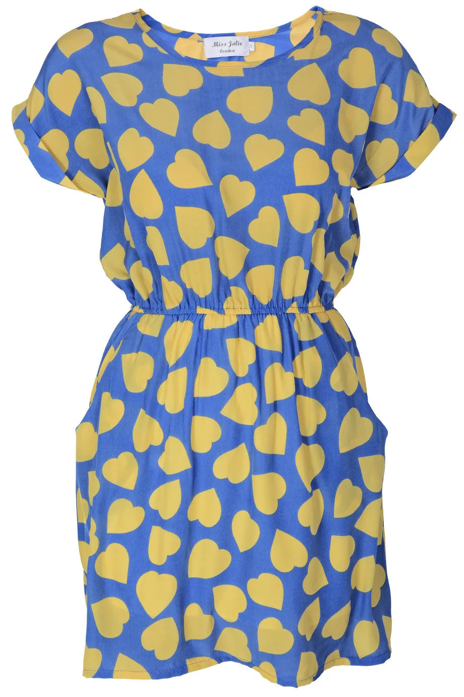 LONDON LUVINA Sky Blue Printed Heart Dress