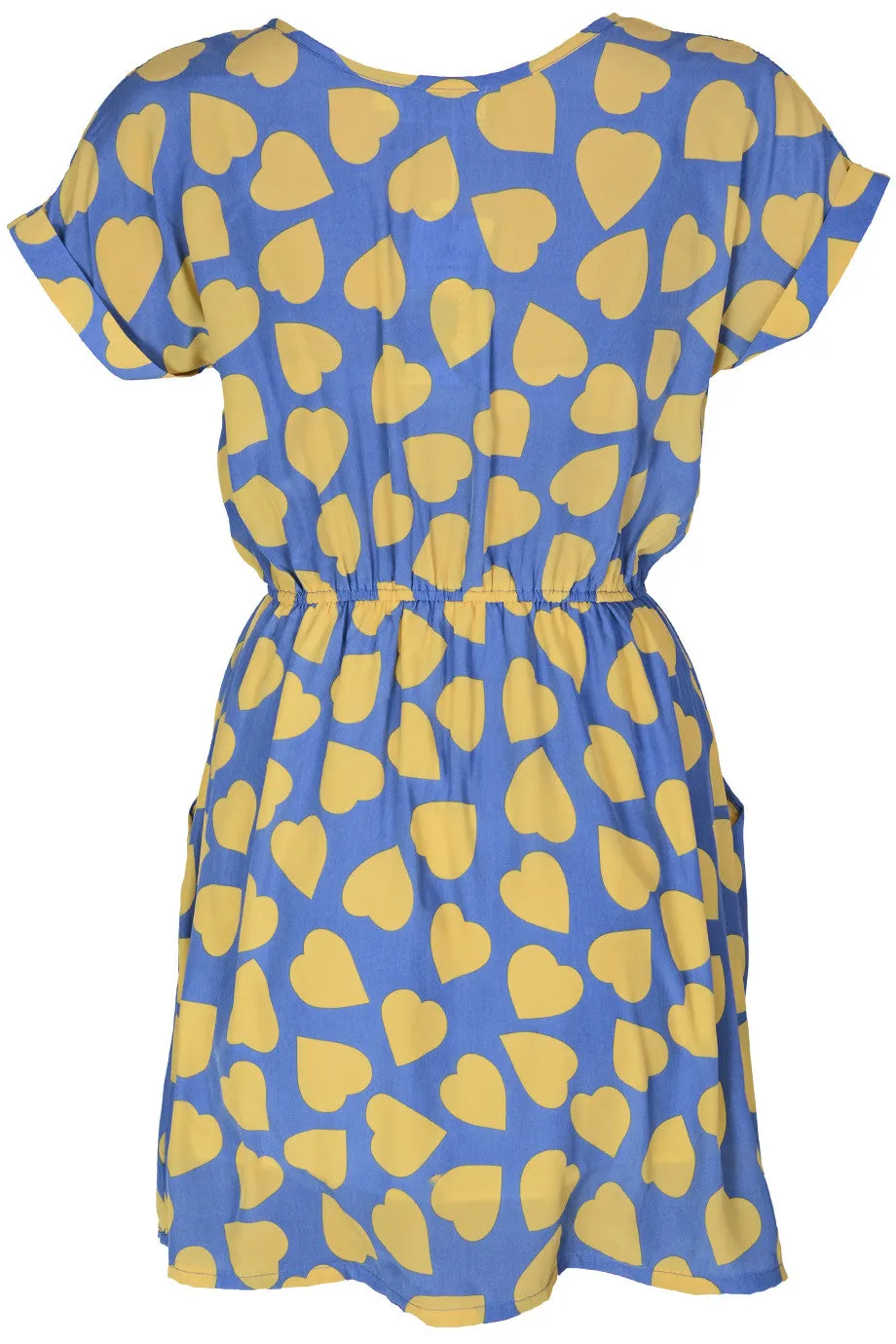 LONDON LUVINA Sky Blue Printed Heart Dress