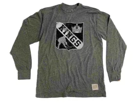 Los Angeles Kings Retro Brand Gray Soft Tri-Blend Long Sleeve Hockey T-Shirt