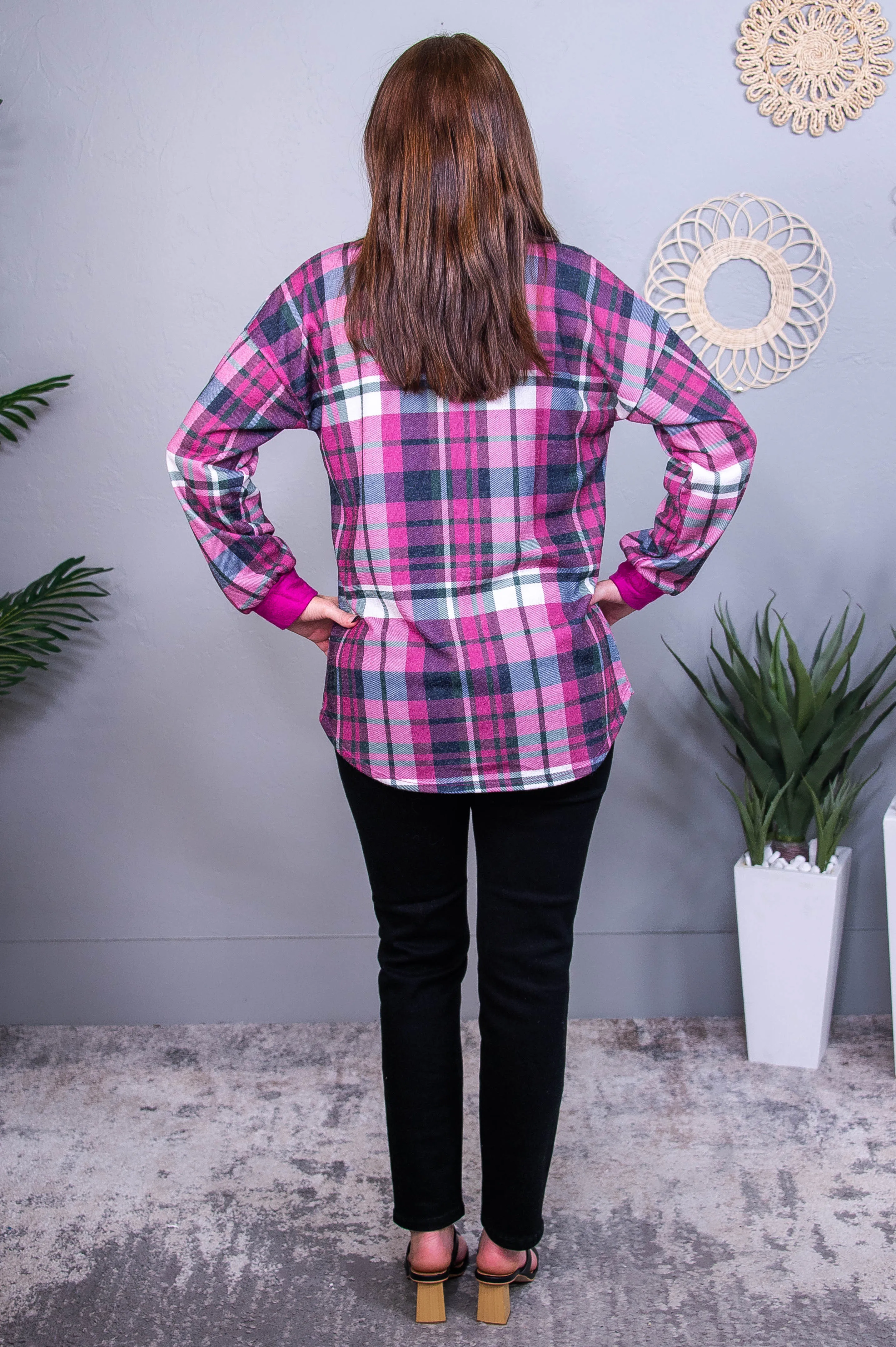 Loving This Feeling Magenta/Multi Color Plaid Shacket - O5618MG