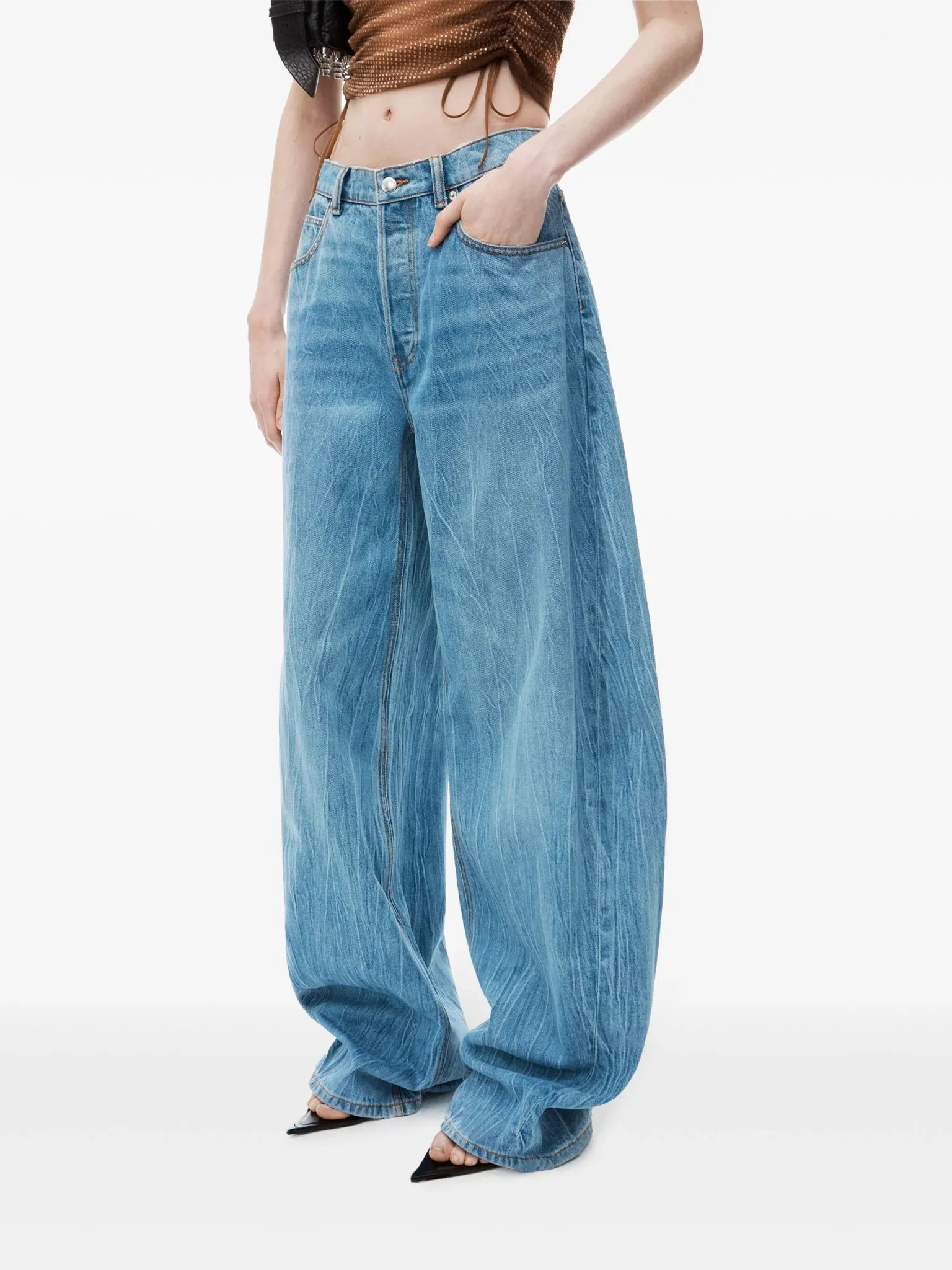 low-rise wide-leg jeans