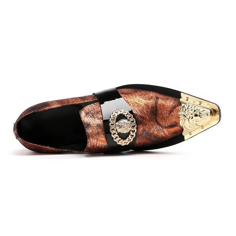 LuxeLeather Exotic-Embossed Smart Slip-on Dress Shoes