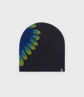 Macro Palm Heart Skully Beanie - Navy