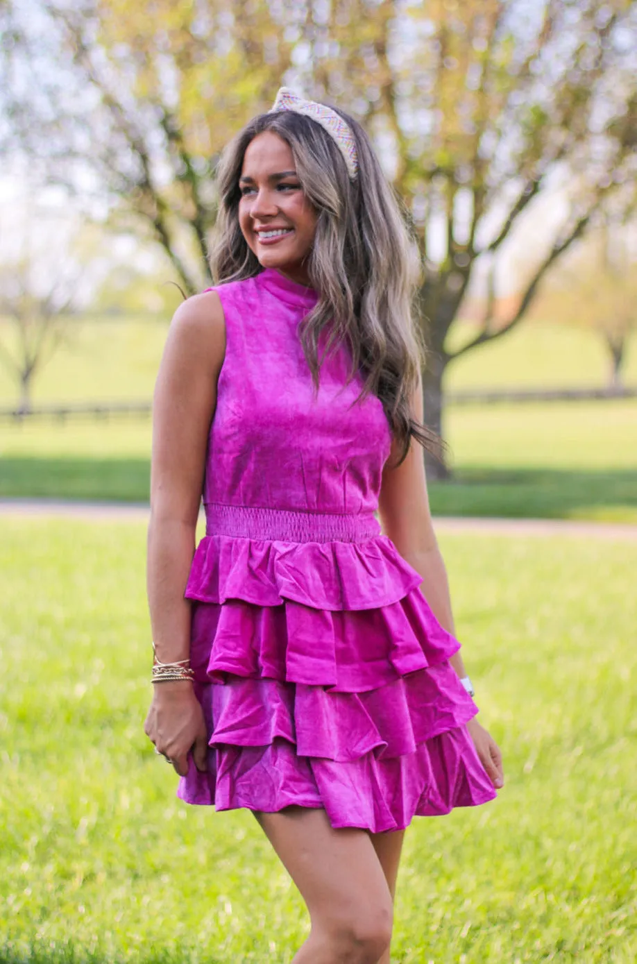 Magenta Ruffle Dress