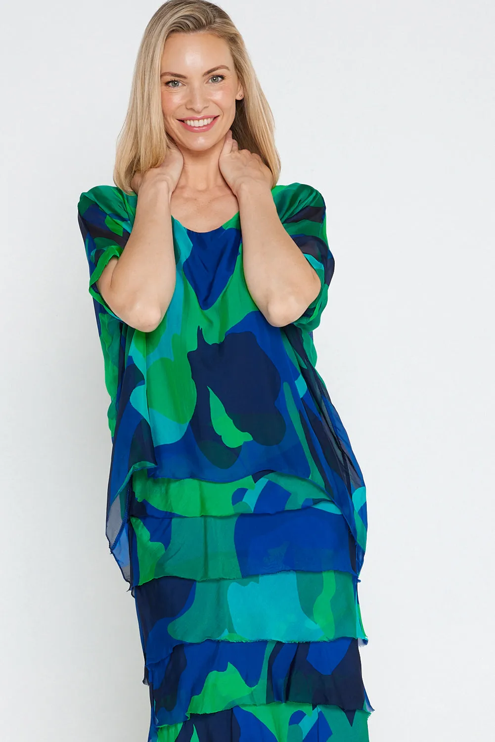 Margo Silk Dress - Jade Cobalt