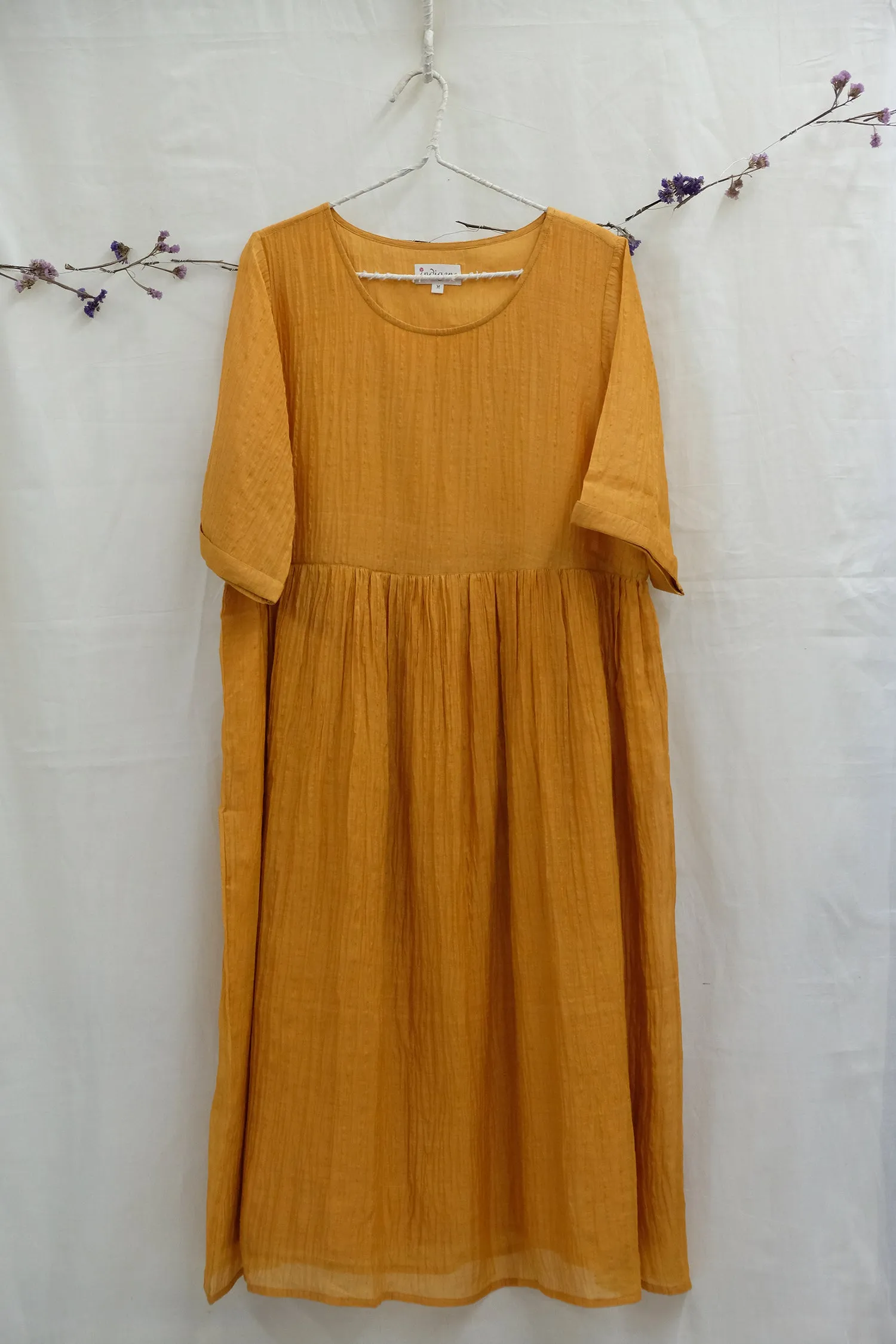 Marigold Waist Gathered Chanderi Dress