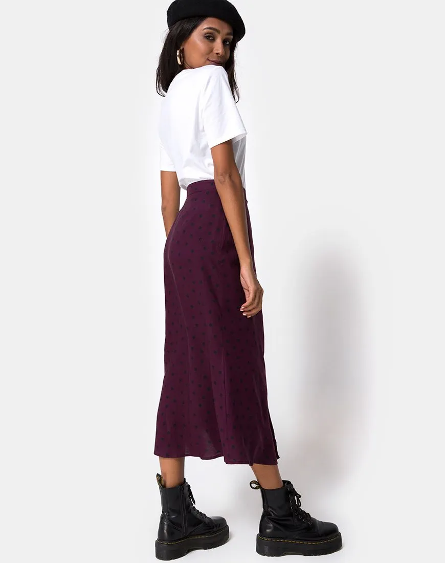 Marni Midi Skirt in Skater Polka Wine