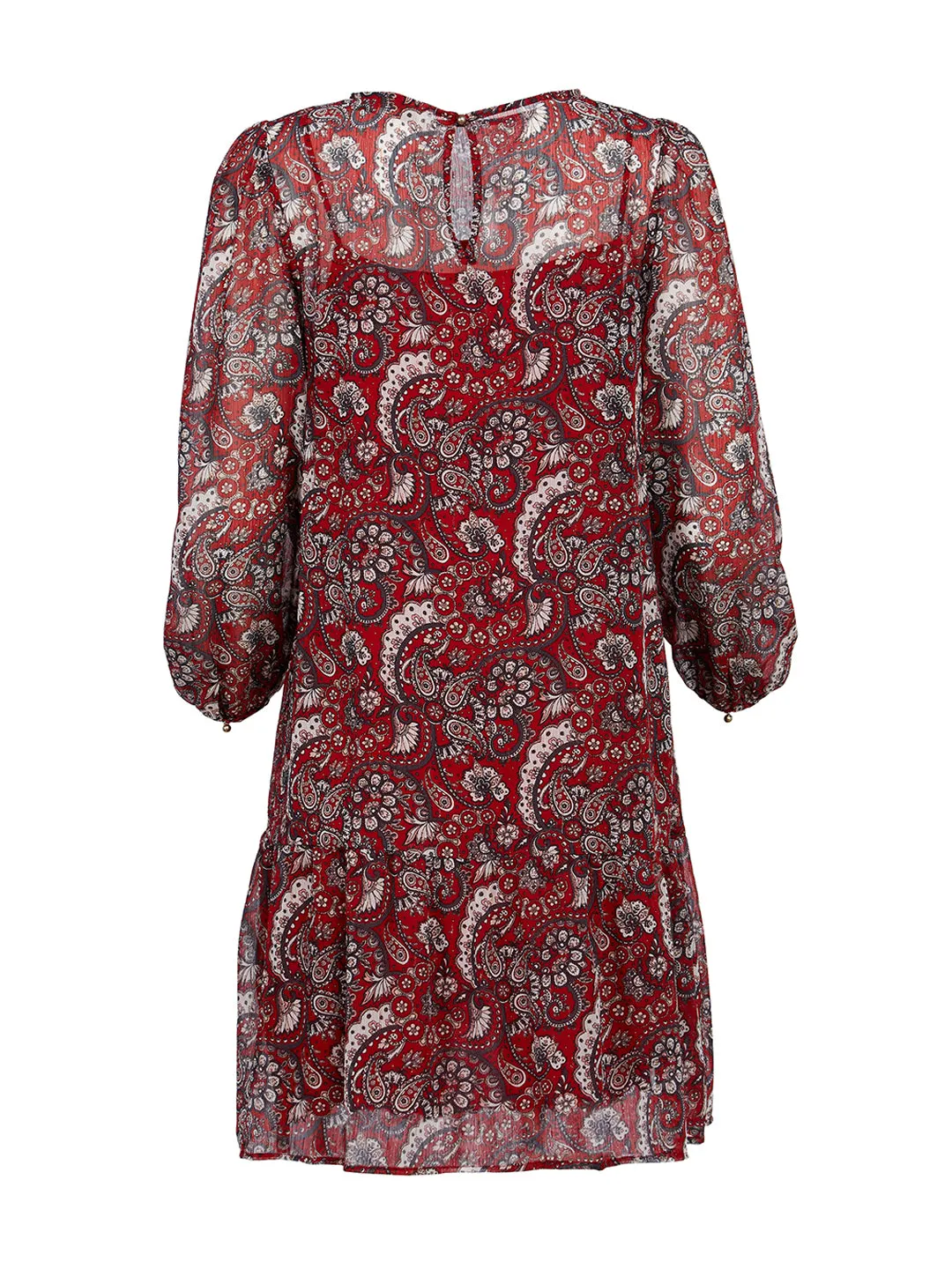 Maternity Shimmer Paisley Flounce Dress in Crimson Spark